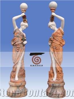 Hand Carved Marble Statue with Light,Multicolor Marble