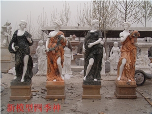 Hand Carved Multicolor Marble Statue Four Seasons