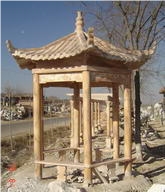 Hand Carved Pink Marble Chinese Backyard Gazebo