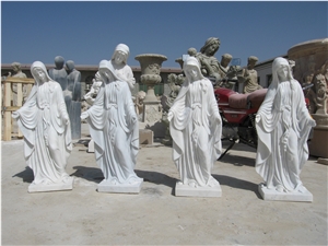 Hand Carved White Jade Marble Statue Mary