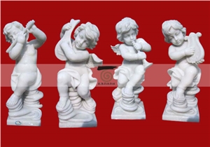 Hand Carved White Marble Cherub