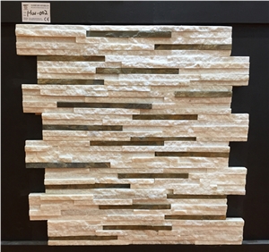 Hw-002 White Quartzite Mixed Color Wall Cladding, Cultured Stone