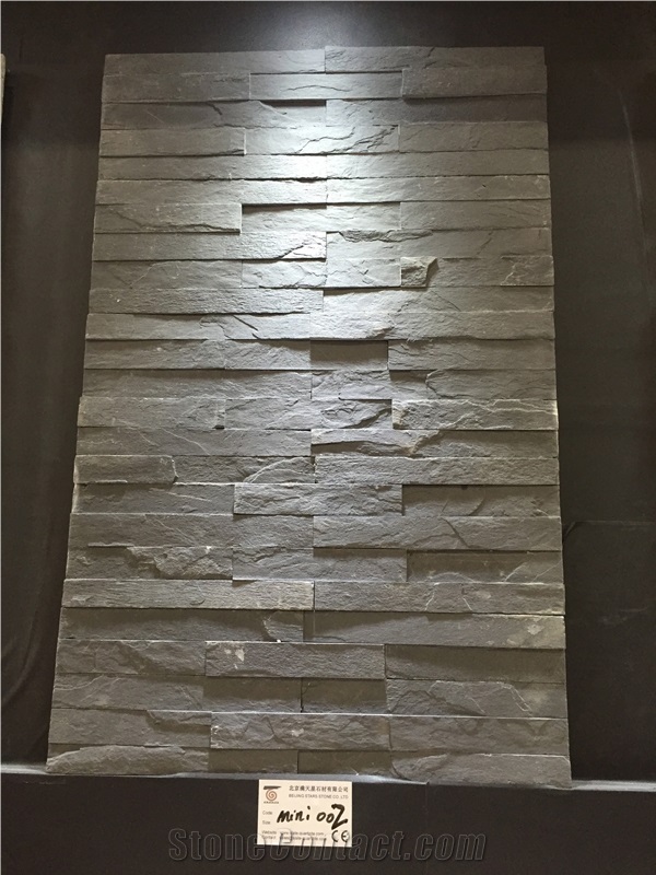 Mini Panel Black Natural Slate Cultured Stone, Ledge Stone, Stacked Stone