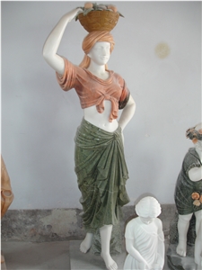 Mix Color Marble Lady Statue & Sculpture