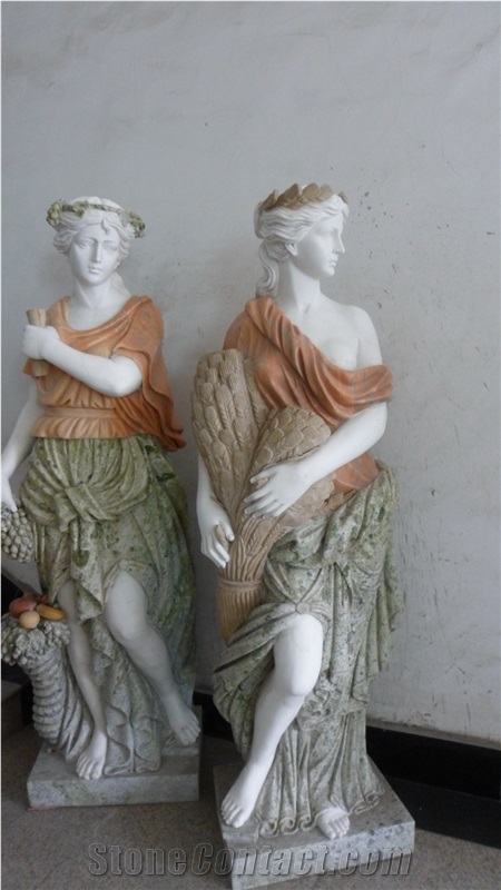 Mix Color Marble Lady Statue & Sculpture