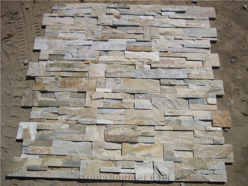 P14 Grey & Yellow Green Slate Cultured Stone, Wallstone, Ledgestone