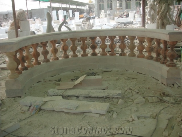 Pink Marble Balustrade Handrail Stair