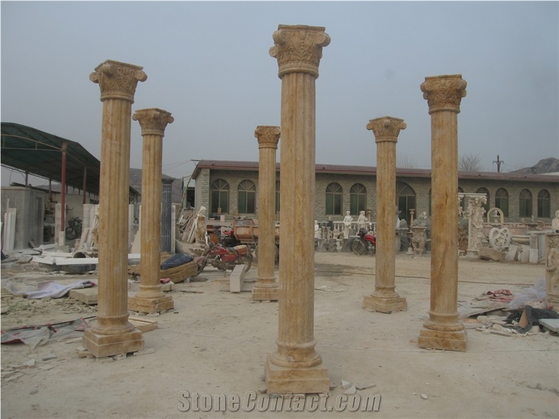 Roman Capital Travertine Column