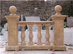 Stone Balustrade Handrail with Post, Beige Travertine Handrail