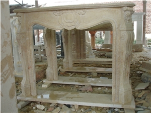 Travertine Fireplace Mantel with Antique Finishing