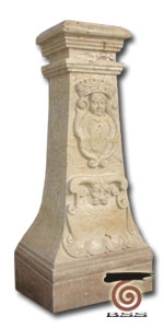 Travertine Pedestal with Hand Carving
