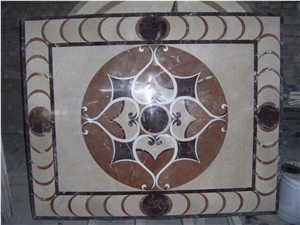 Water Jet Marble Medallion Floor, Multicolor Marble Medallion