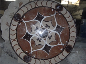 Water Jet Marble Medallion Floor, Multicolor Marble Medallion