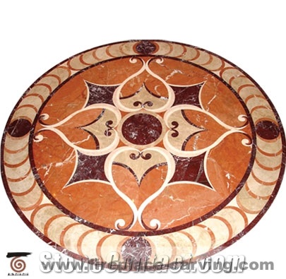 Water Jet Marble Medallion Floor, Multicolor Marble Medallion