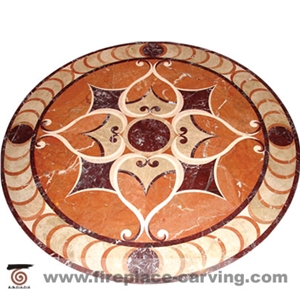 Water Jet Marble Medallion Floor, Multicolor Marble Medallion