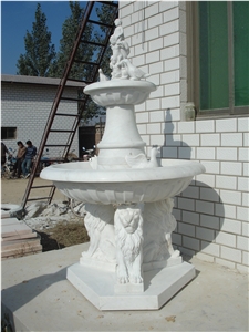 White Jade Marble Hand Carved Horse Wall Fountain