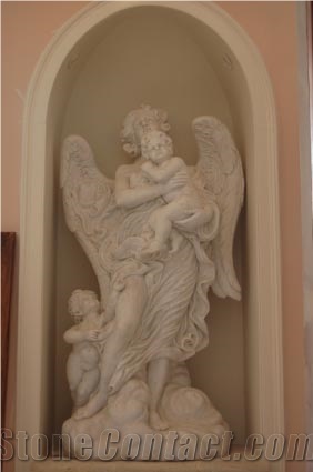 White Jade Marble Hand Carved White Marble Angel Statue
