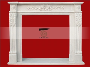 White Marble Fireplace Surround Mantel Flower Hand Carved Surround