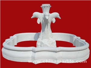 White Marble Fountain with Pool Animal Hand Carved Garden Sculpture White Marble Fountain with Pool Animal Hand Carved Garden Sculpture