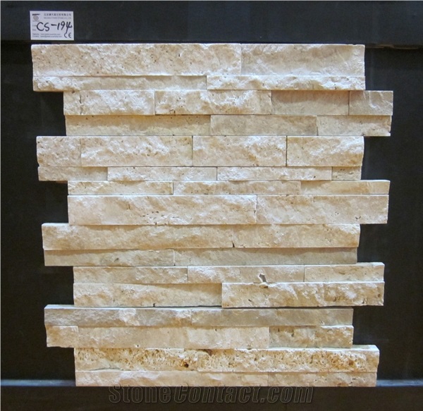 White Travertine Stacked Stone Veneer, Ledge Stone, Fieldstone