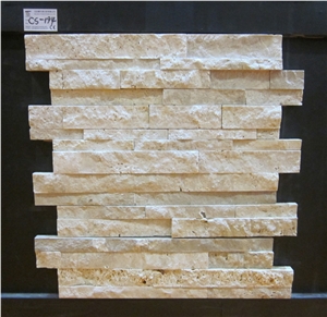 White Travertine Stacked Stone Veneer, Ledge Stone, Fieldstone