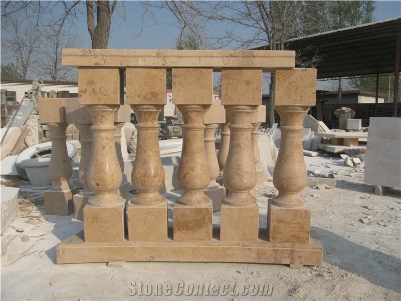 Yellow Limestone Balustrade Railing for Stair, Yellow Limestone Railings