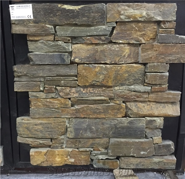 Yellow Slate Cement Wall Stone Bss-020