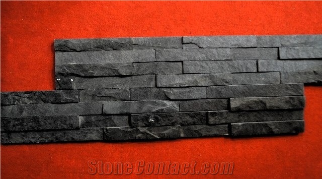 Himachal Black Slate Feature Wall Panel, Black India Slate Cultured Stone