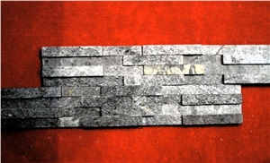 Silver Grey Slate Stacked Walll Veneer, Grey India Slate Cultured Stone