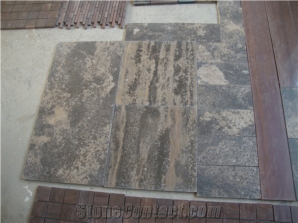 Golden Beach Limestone Paving Tiles, China Brown Limestone