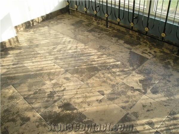 Golden Beach Limestone Paving Tiles, China Brown Limestone
