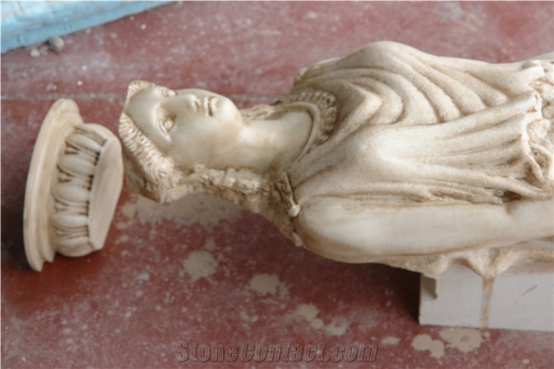 Caryatid Statue, White Thassos Marble Greece Sculpture & Statue
