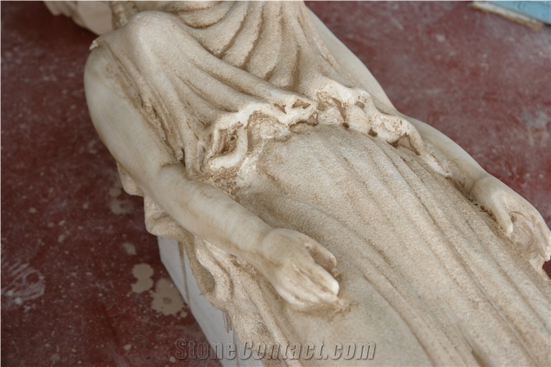 Caryatid Statue, White Thassos Marble Greece Sculpture & Statue