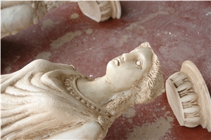 Caryatid Statue, White Thassos Marble Greece Sculpture & Statue