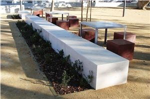 Branco Real Limestone Outdoor Bench