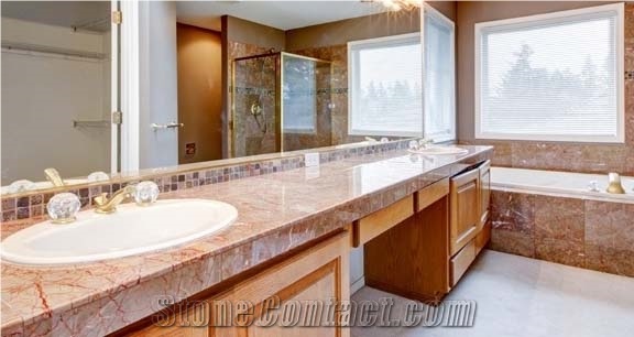 Red Agate Marble Custom Vanity Tops,China Red/Pink Marble Bathroom Countertops,Polished Engineered Stone Bathroom Tops