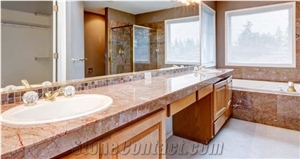 Red Agate Marble Custom Vanity Tops,China Red/Pink Marble Bathroom Countertops,Polished Engineered Stone Bathroom Tops