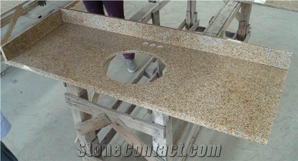 Yellow Rust Granite Countertops,China Yellow Granite Bathroom Tops,G682 Rusty Yellow Vanity Tops,Sunset Golden Yellow Granite Tops