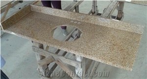 Yellow Rust Granite Countertops,China Yellow Granite Bathroom Tops,G682 Rusty Yellow Vanity Tops,Sunset Golden Yellow Granite Tops