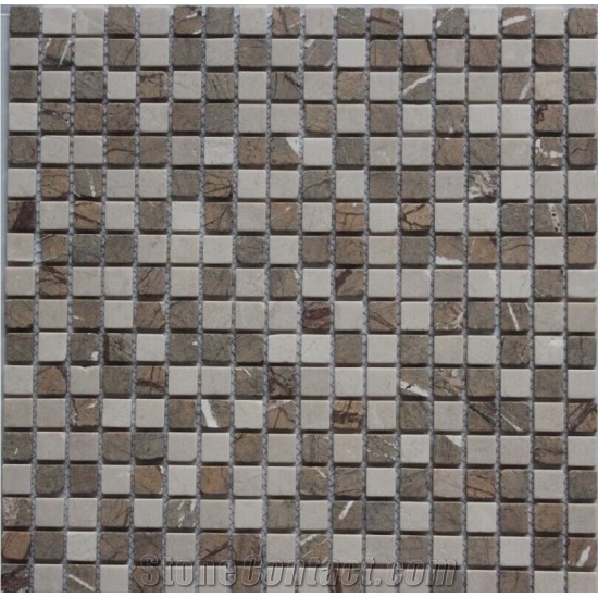 China Glass Mixed Marble Mosaic Manufacture 15x15x4mm Af01h11 Cadiz 4mm Mosaics