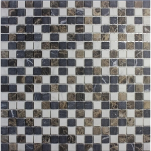 China Glass Mixed Marble Mosaic Manufacture 15x15x4mm Af01h22 Cadiz 4mm Mosaics