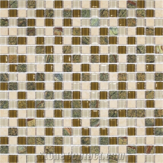China Glass Mixed Marble Mosaic Manufacture 15x15x4mm Cadiz 303 Cadiz 4mm Mosaics