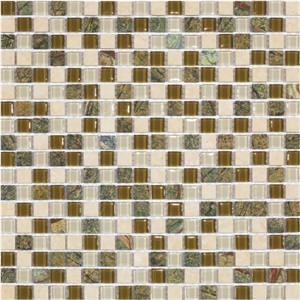 China Glass Mixed Marble Mosaic Manufacture 15x15x4mm Cadiz 303 Cadiz 4mm Mosaics