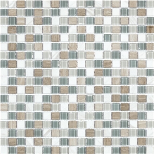 China Glass Mixed Marble Mosaic Manufacture 15x15x4mm Cadiz 305 Cadiz 4mm Mosaics