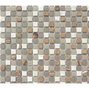 China Glass Mixed Marble Mosaic Manufacture 15x15x4mm Cadiz 602 Cadiz 4mm Mosaics