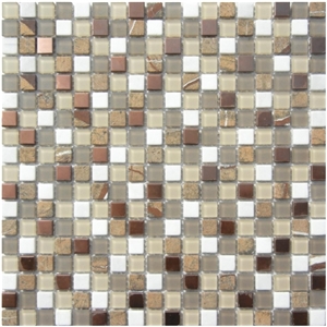 China Glass Mixed Marble Mosaic Manufacture 15x15x4mm Cadiz 903 Cadiz 4mm Mosaics
