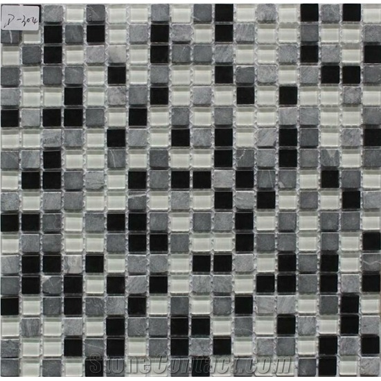 China Glass Mixed Marble Mosaic Manufacture 15x15x4mm D-304 Cadiz 4mm Mosaics