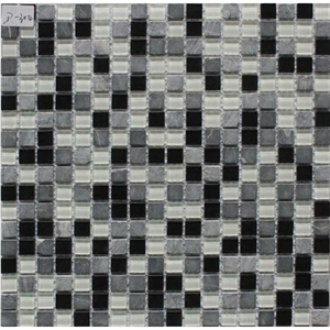 China Glass Mixed Marble Mosaic Manufacture 15x15x4mm D-304 Cadiz 4mm Mosaics