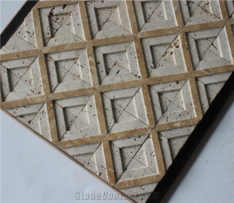 China Travertine Mosaic Manufacture Hy-14