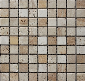 China Travertine Mosaic Manufacture Square 30x30mm A009-30